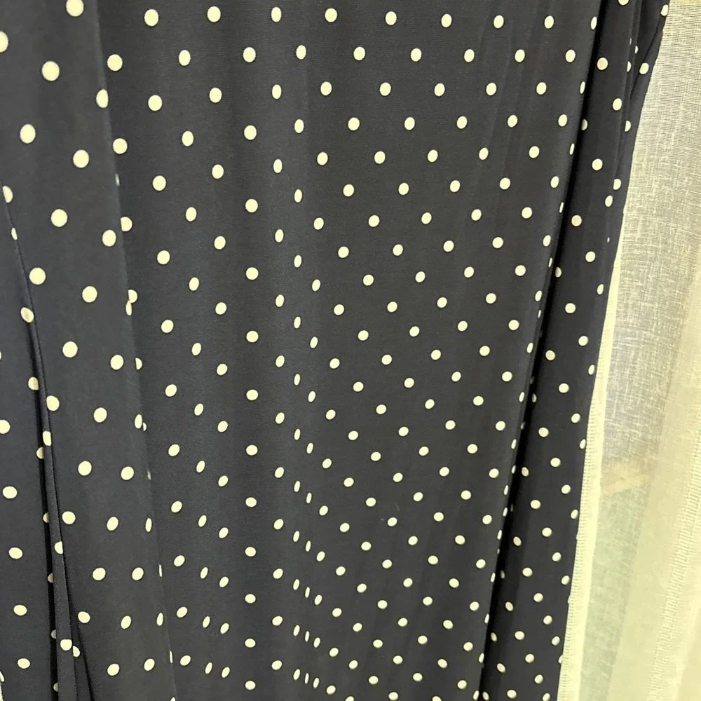 Anne Klein Blue White Polka Dot Sleeveless Dress Sz 10 Round Neck‎  Career